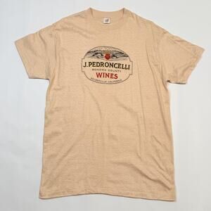 Vintage Hanes J Pedroncelli Wines Sonoma Shirt Mens Large Beige Made USA 90s